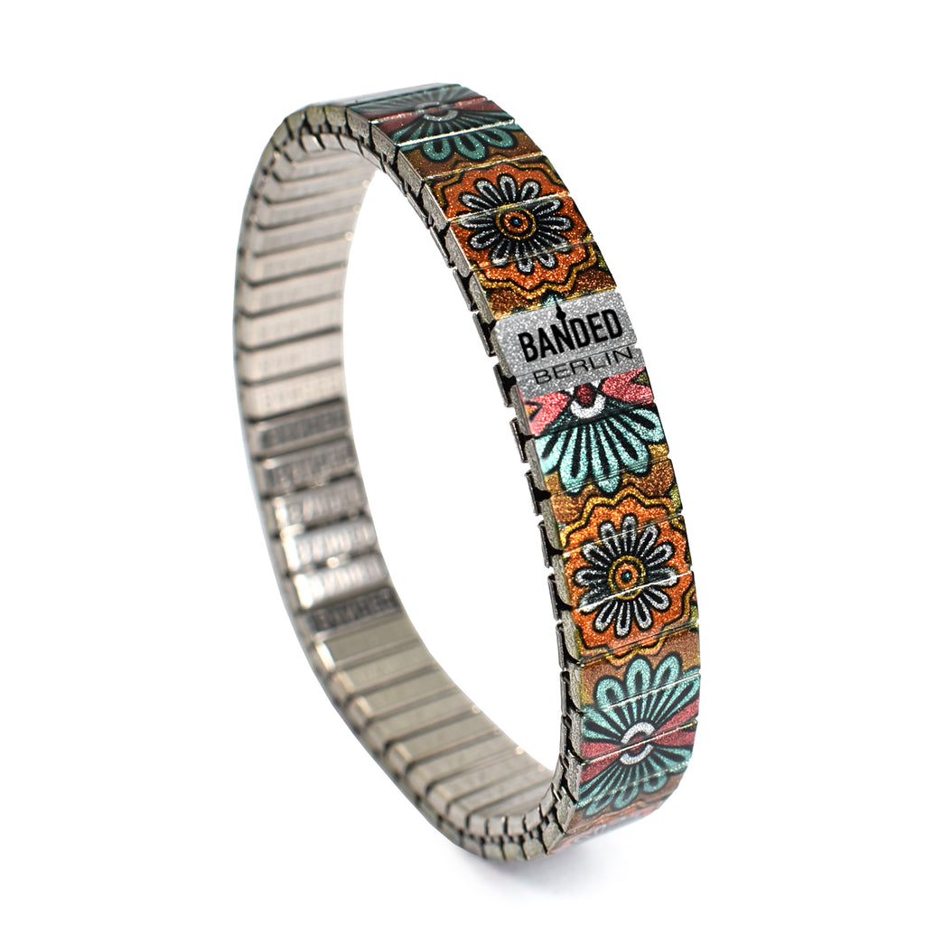 10mm - Mandalas Métallique - Cactus Flower  Banded's Metallic take on our Best selling Mandala styles from our Air Banded collection that we sell onboard Lufthansa & Swiss airlines.