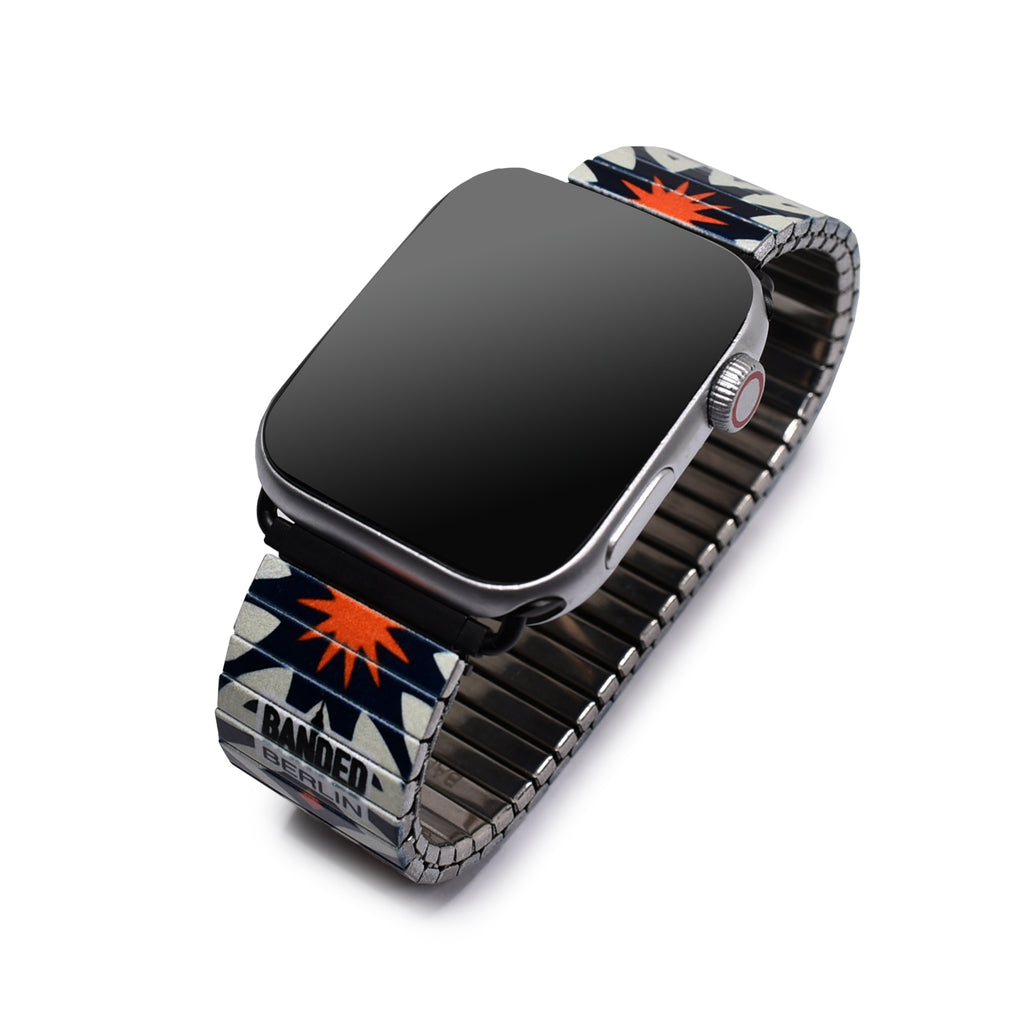 The Individualist - The Saul Bass - Banded for Apple Watch - Classic Finish   The Individualist is  new collection for Spring Summer 2022.  Big, bold & unafraid to make a statement. Take a walk with us as we explore and break down the psychology of shapes in a modern world with these vintage graphic design inspired patterns