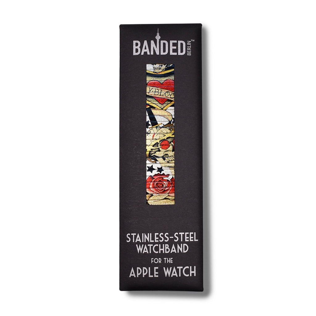 Silver Bones by Brian Kelly - Banded for Apple watch metallic finish Packaging by Banded Berlin
