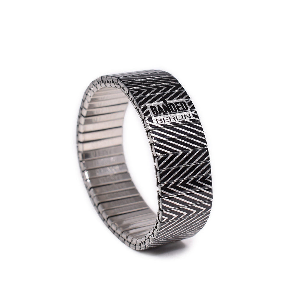 New to the Black n whites collection, this metallic version of the "Slowdive Revers" Banded says it all. Attitude never looked so symmetrically gorgeous. Show those punk kids who's the boss. By Banded Berlin bracelets 2020