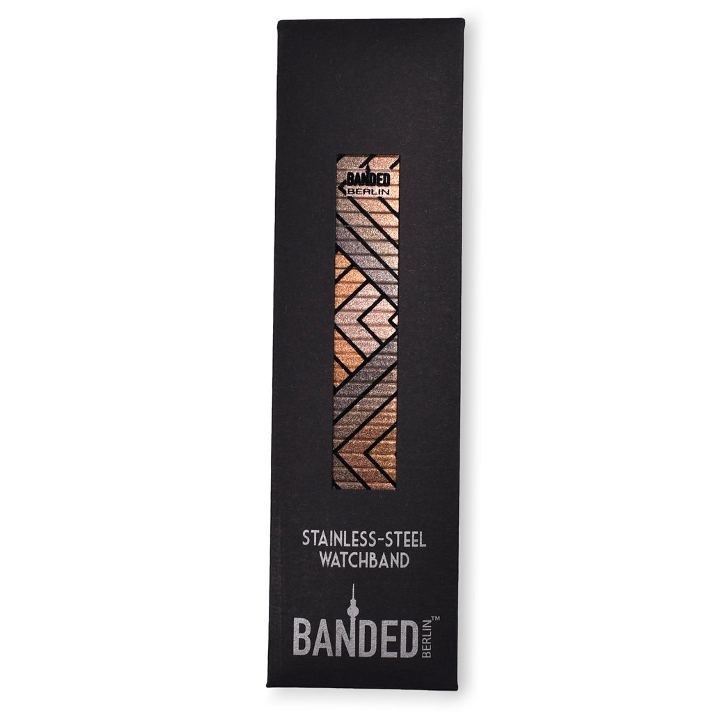 Metropolis - Babylon - Banded™ Smart Watch - Metallic Finish by Banded Bracelets ©️2022 Box