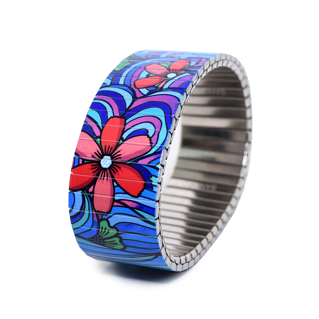 Squiggle Flower Pop-Blues 23mm Classic Finish by Banded berlin