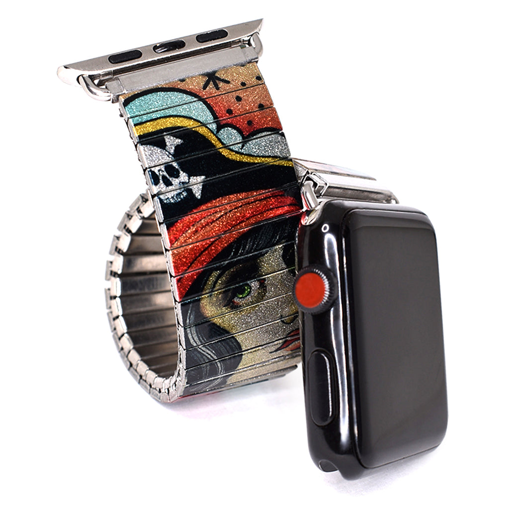Shipwreck - Apple-watch band by Brian Kelly Metallic Finish- Limited Edition This style is a collaborative mix of original Brian Kelly tattoo flash Stainless steel, nickel free - scratch and waterproof. Hand crafted in Berlin.  © 2021, banded berlin. 