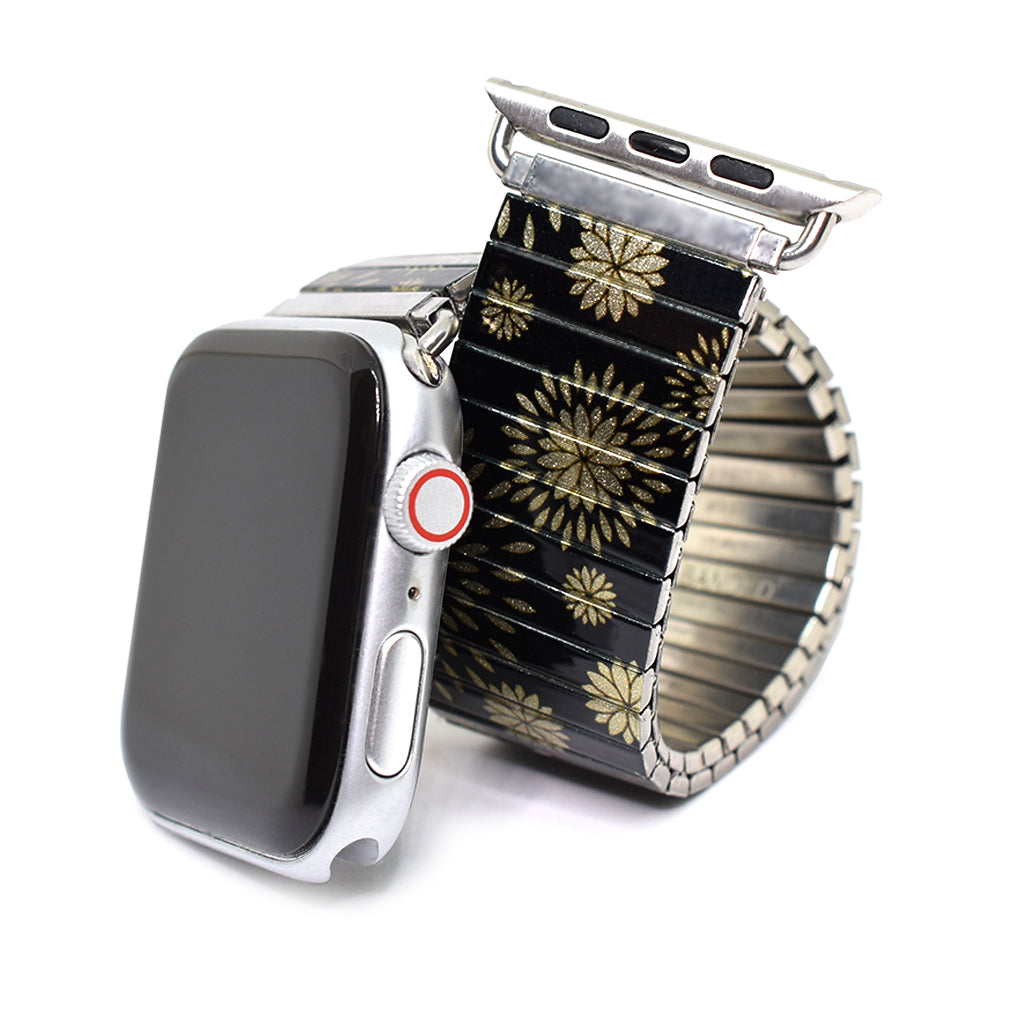 Flora-Pop Gold Metallic Apple watch Banded 