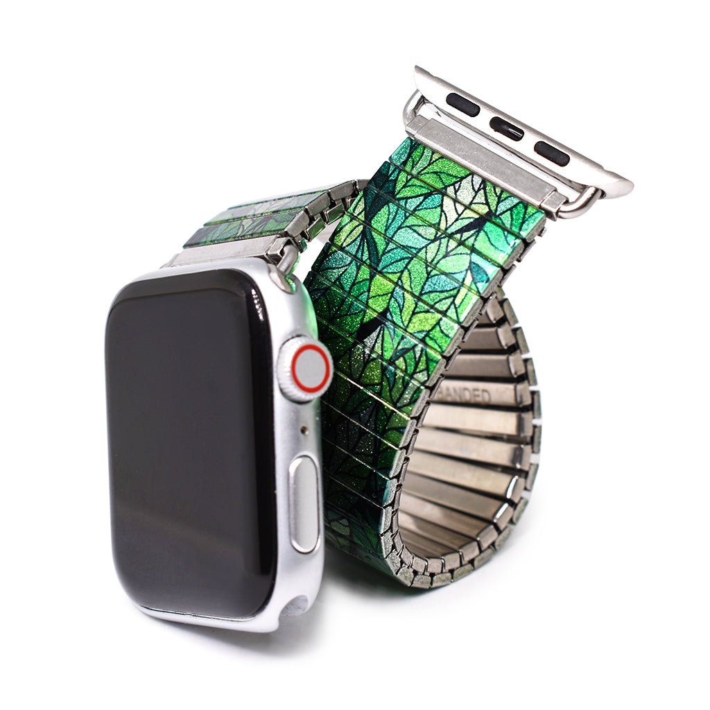 Sea of Green - Stained Glass Leaf Apple Watch Banded