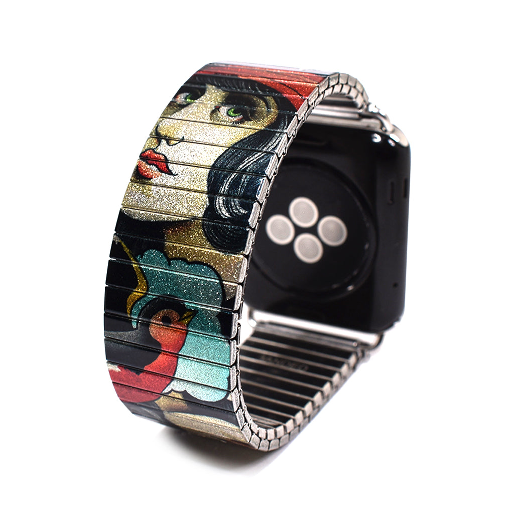 Shipwreck - Apple-watch band by Brian Kelly Metallic Finish- Limited Edition This style is a collaborative mix of original Brian Kelly tattoo flash Stainless steel, nickel free - scratch and waterproof. Hand crafted in Berlin.  © 2021, banded berlin. 