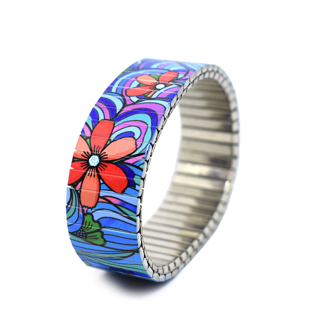 Squiggle Flower Pop-Blues 18mm by Banded Berlin