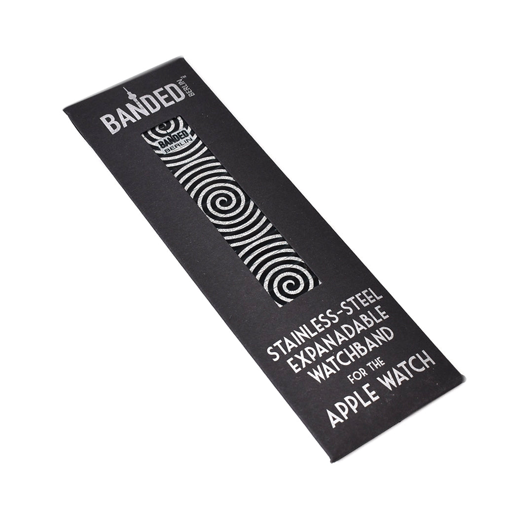 Twilight Zone Metallic Apple watchband packaging by Banded-Berlin hand crafted in Germany by Humans
