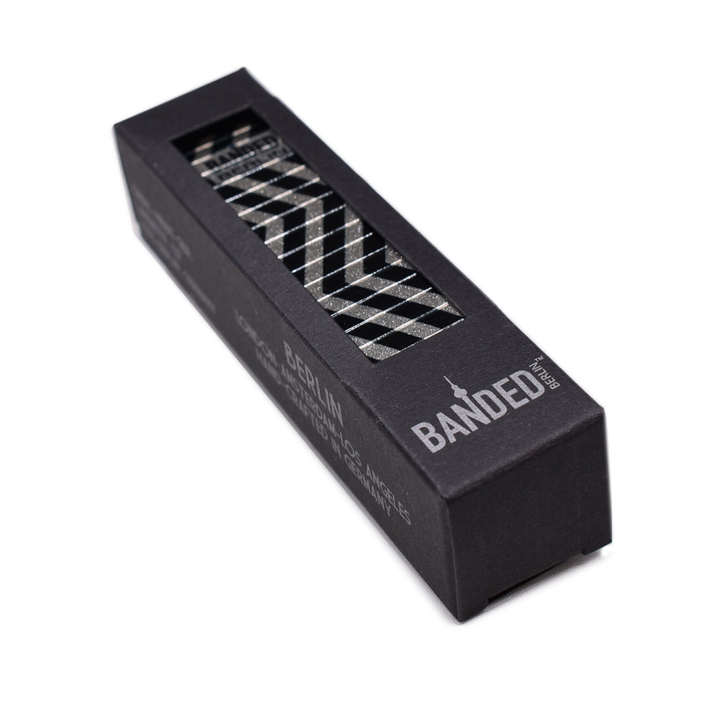 ZIG ZAGERATE Metallic 23mm Packaging by Banded Berlin Bracelets made in Germany 